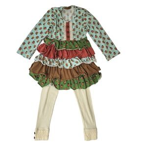 Boutique OFC Jak & Peppar Girls Outfit 2 Piece Ruffle Flower Print Size 8 Modest